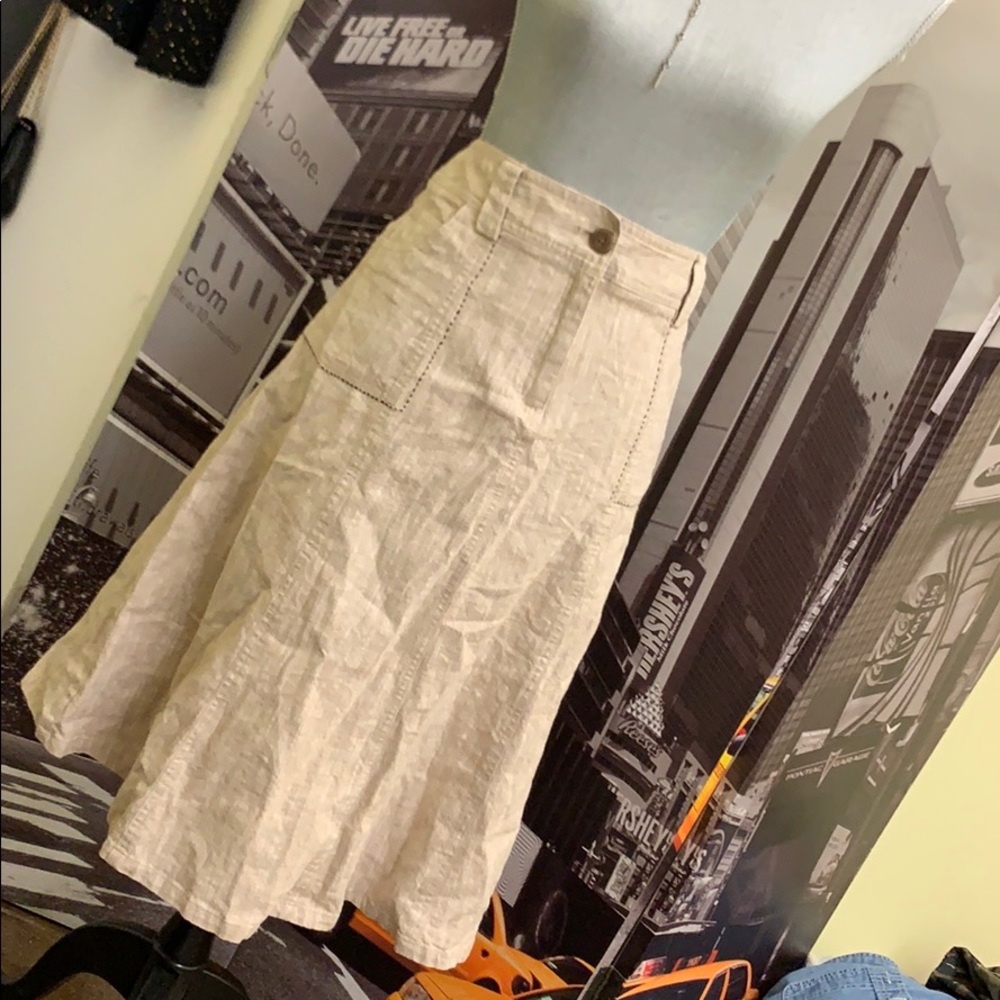 Will Smith khaki linen A line skirt with pockets - Picture 3 of 7